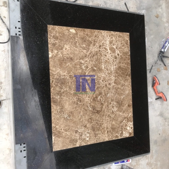 ĐÁ SÀN CABIN VIỀN ĐEN HOA VĂN ĐÁ MÀU NÂU